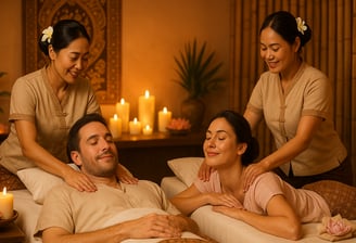 Couples enjoying a relaxing massage together in Ashburton spa