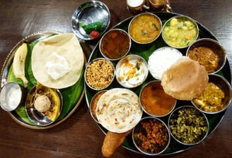 a plate of food with a variety of different types of food