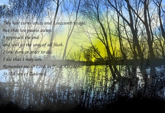 a picture of a lake with trees and a quote