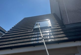 outdoor cleaning services Fife - extendable brush cleaning a skylight roof window