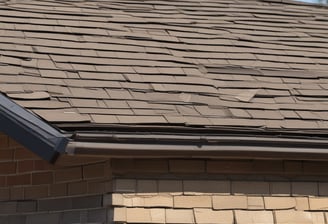 A construction worker is on the roof of a partially built wooden house, handling a piece of plywood. The wooden structure is in the initial stages of development and consists mainly of a framed outer wall without siding or windows. There is a ladder inside the building, visible through an opening.