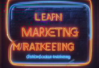 A neon signth the words 'Empower Women' in bright blue letters against a dark background. The lettering is surrounded by an artistic design of neon orange loops, adding a decorative touch to the sign.