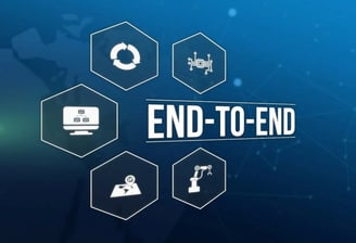 a graphic of a world map with the words end to end