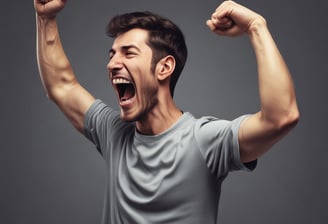 a man with a fist fist up in the air