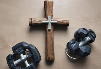 A dimly lit gym environment with a focus on a wooden panel displaying 'Muscle Up Performance'. Shadows and light create a dramatic effect on the dark-tiled floor. Motivational words like 'Focus', 'Motivation', 'Dedication', and 'Excuses' are subtly visible on the wall.