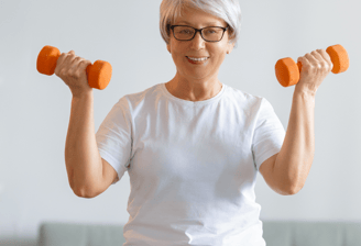 Older woman doing virtual physiotherapy with The London Physio