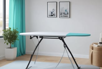 A stylized laundry setting with two front-loading washing machines depicted on a backdrop. In front of the backdrop, there is a bright yellow bench with multiple yellow chairs and a laundry basket containing a white telephone. The flooring features a yellow and white checkered pattern.