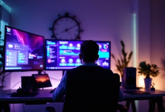 Bild Mann sitzt an einem Computer