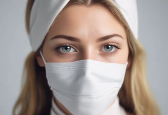 A collection of beauty and skincare products is arranged on a surface, including bottles of oils and serums, cosmetics like lipstick and blush, makeup brushes in a holder, and a lit black candle adding ambiance. The setup is accompanied by cotton swabs, emphasizing a self-care or beauty routine theme.