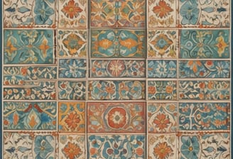 Scrabble tiles spell out 'neuro diversity' against a vibrant, ornate background composed of colorful square tiles with floral and geometric patterns.