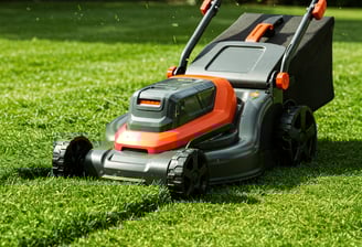 Sekání trávy akumulátorovou sekačkou.