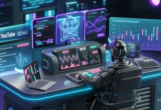 An AI robot operating multiple social media networks simultaneously, including Facebook, Instagram, YouTube, and Twitter."
