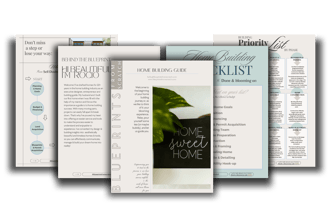 Sheets of Home Building Guides, Home Building Checklist, roadmap & planning steps for home building