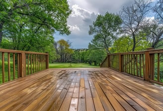 A freshly cleaned deck and the horizon