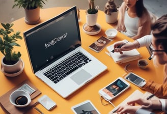 a laptop computer sitting on top of a bed