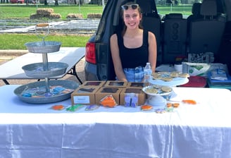 Claire at a farmers market in North Mankato