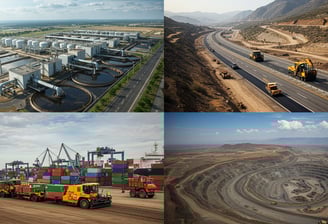 a large amount of trucks are parked in a large area