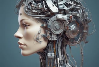 A humanoid robot is raising its hand in a sleek, modern environment. The robot, predominantly white with some branding, features a smooth design and a visor-like head.