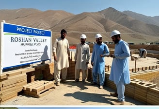 a group of men standing around a sign