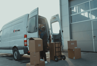 Van delivering packages