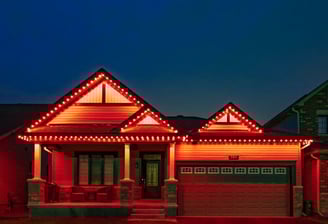 Modern home with Celebright permanent Christmas lights installed in the GTA