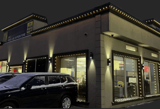 Permanent commercial outdoor lighting installed by Toronto Glow using Celebright LED systems in the 