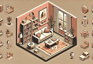 Wohnzimmer mit EInrichtungsgegenständen