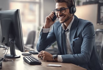 man wearing headset