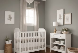 A person wearing a two-tone jacket and black gloves is painting a surface with a white roller brush. There is a can of paint resting on the structure nearby, which has paint splatters on it. The background shows a modern cityscape with tall buildings and overcast skies.