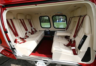 Luxury interior of Agusta AW109 VIP helicopter - leather seats and premium interior trim