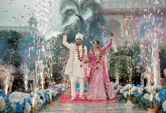 Happy newlywed couple enjoying their stress-free wedding day planned by Amika Weddings and Events in Pune