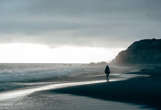 walking on the beach of california coastline