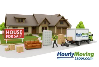 a moving truck with a house for sale sign hourly movers charlotte nc