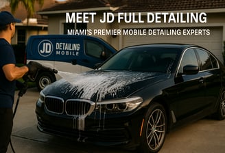 <img src="image.jpg" alt="Mobile car detailing service in Miami by JD Full Detailing, applying foam