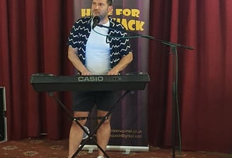Alex and a keyboard at Here For The Quack in Leeds