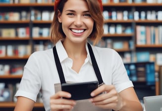 A woman sitting in a chair with a smile on her face