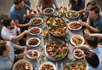 A chef is focused on preparing food in a dimly lit kitchen, surrounded by kitchen tools and ingredients. The scene is viewed through a window with a grid pattern.