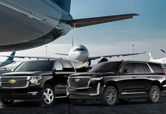 Black SUV at private airport terminal