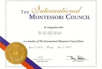 A certification proving association and alliance/ membership with Indian Montessori Council. 