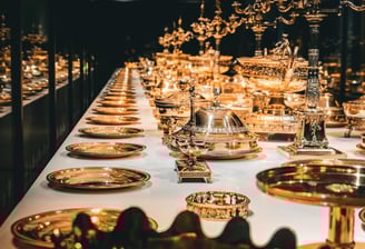 Royal dining crockery setup for Royal Family provided by Royal Crockery and Counters  +919818532800