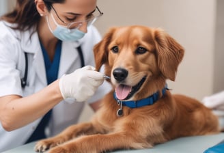 A black and white mural on a wall features a large graphic of a comb shaped like a bone above a simple line drawing of a dog. The words 'Pet Grooming' are prominently displayed next to a large paw print. The wall has a small window with bars, and there is some plumbing and an electrical box on the right.
