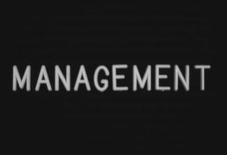 a black and white sign that says management