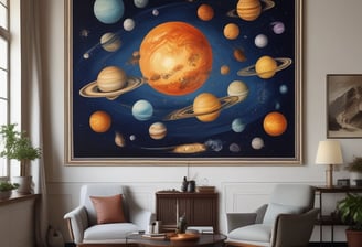 A pair of hands is positioned palms-up on a cloth featuring zodiac signs and a sun-like face. A stack of tarot cards, adorned with mystical symbols, rests on the cloth, surrounded by scattered blue glass beads.