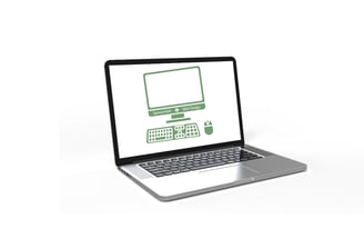 Laptop with web design logo on