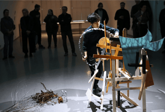 Hedy Leung's 'Assemble' ikebana performance at HIAP Gallery Augusta, Suomenlinna, Helsinki