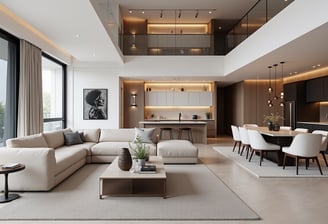 Spacious Living Room with Comfortable Couch and Modern Coffee Table