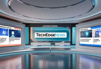 Stay ahead with the latest tech news! A digital newsroom showcasing breaking stories on AI cyber tec