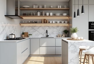 modular kitchen with the large storage and aesthetic  finish  