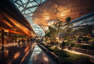 the marvelous geometric architecture of Changi Airport in Singapore