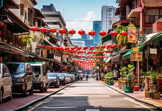 street view of the Chinatown District in Singapore